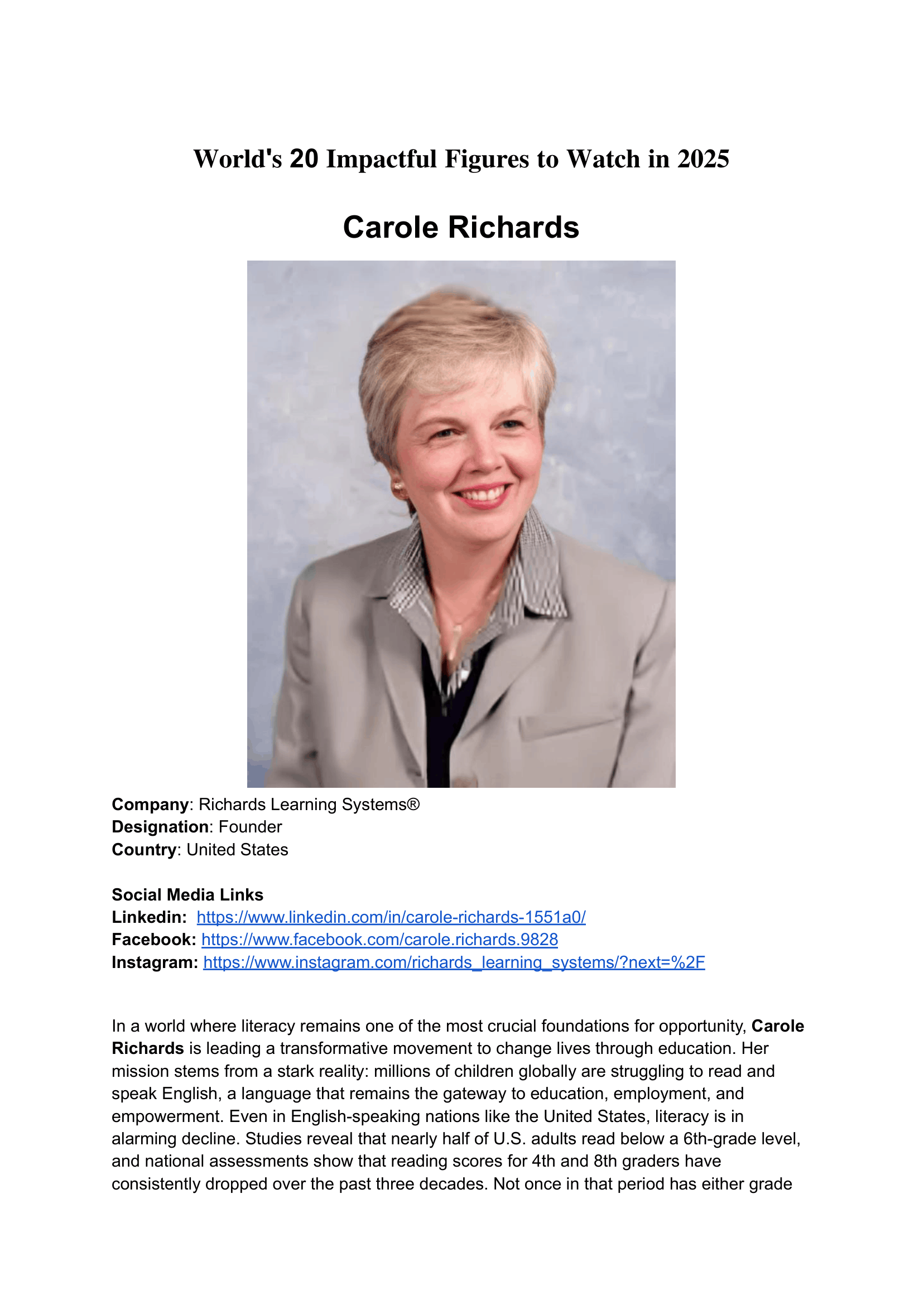 Carole Richards – 20 Impactful People to Watch in 2025-1